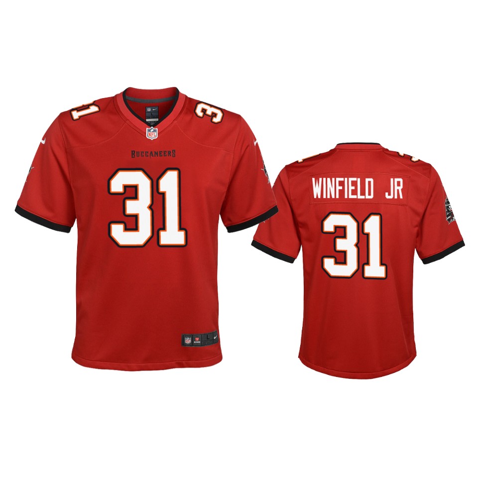 Nike youth Tampa Bay Buccaneers 31 Antoine Winfield Jr. Red 2020 NFL Draft Game Jersey